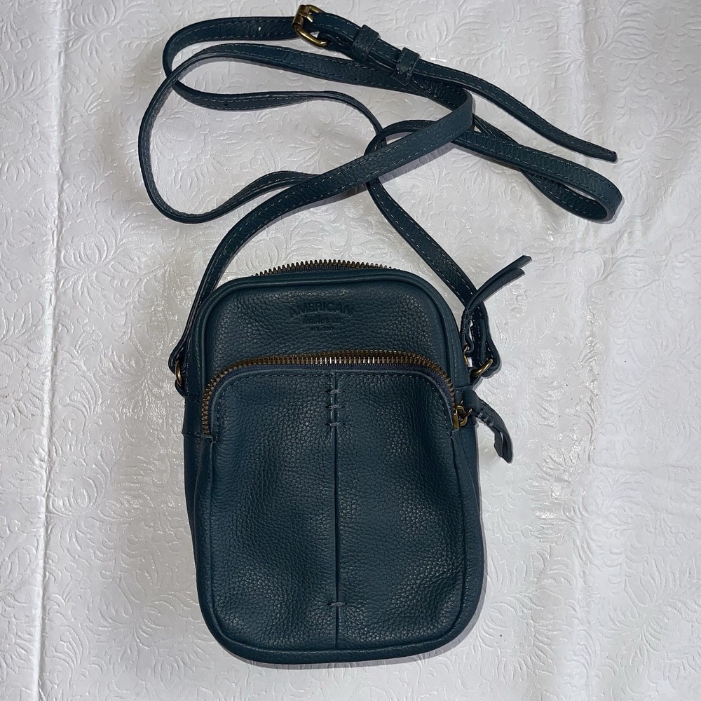 American Leather Co. Cleveland NS Crossbody Pebbled Vibrant Blue Green